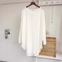 A 300-pound modal ice silk short-sleeved T-shirt for women's summer, loose mid-length style with shark pants thumbnail 6