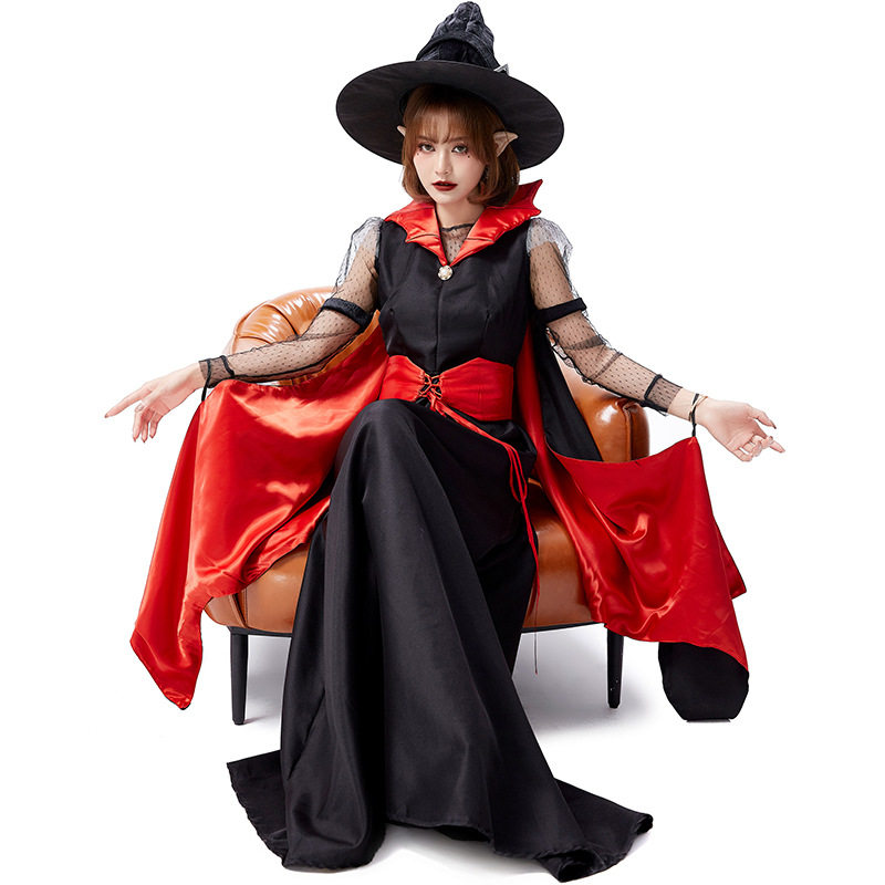 万圣节吸血鬼蝙蝠cosplay女王长裙Vampire Costumes女巫扮演服装