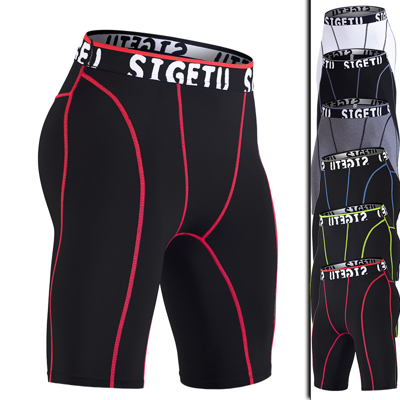 健身房器械训练裤男子大码运动短裤弹力紧身五分裤夏季速干跑步裤