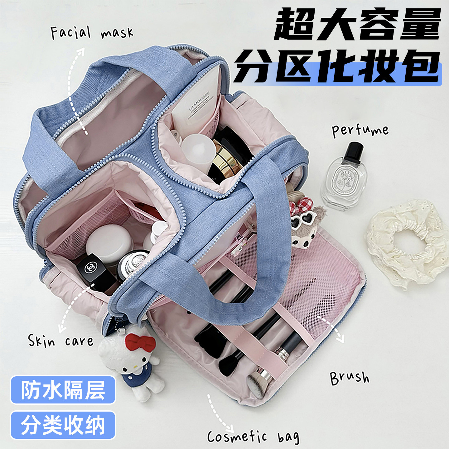 化妆包大容量2025新款高端便携式旅行洗漱包女化妆刷护肤品收纳包
