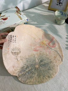 防水桌布一新中式 双面荷花茶席茶席禅意干泡台香云纱粉色垫子人
