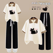 短袖 运动服套装 初中高中学生学院风时尚 2026新款 两件套 少女春夏装