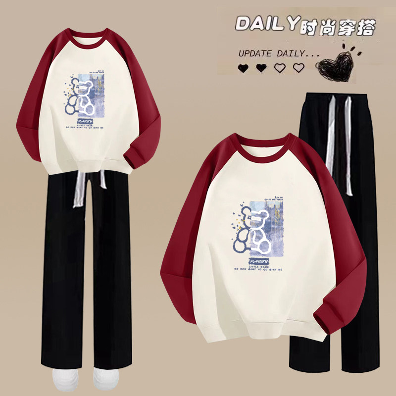无帽圆领卫衣少女孩12大童15休闲运动套装