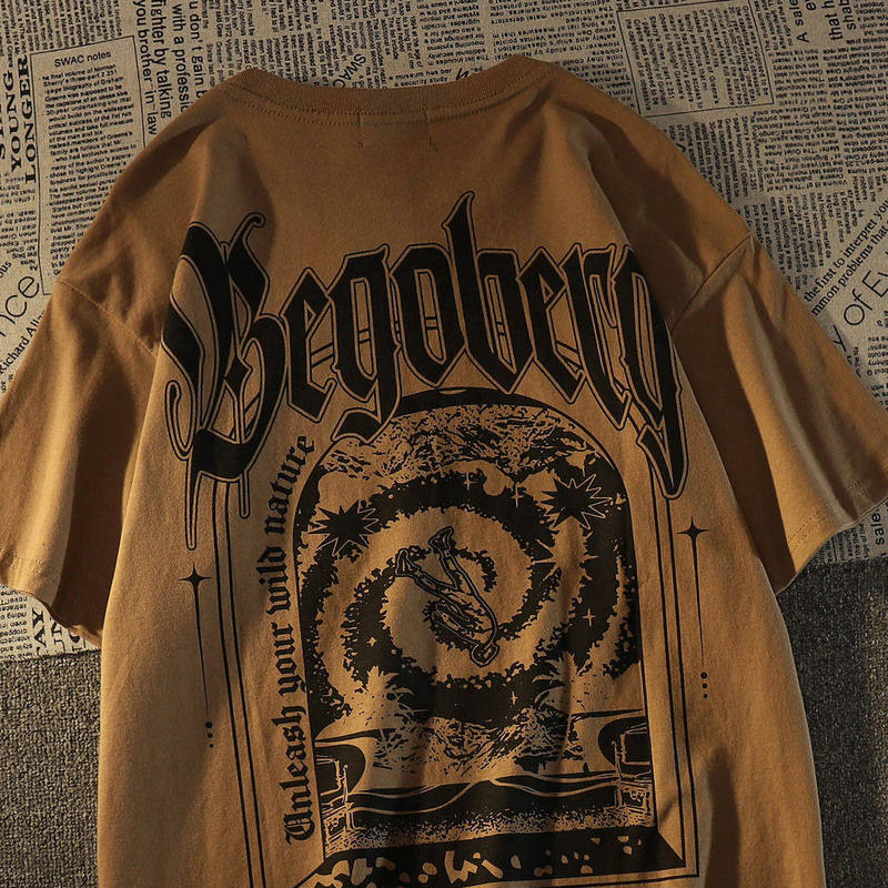 重磅纯棉夏季欧美复古小众短袖T恤情侣款BF风潮牌宽松半袖上衣男