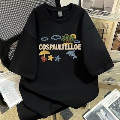 聚群五分袖韩版青少年纯棉上衣