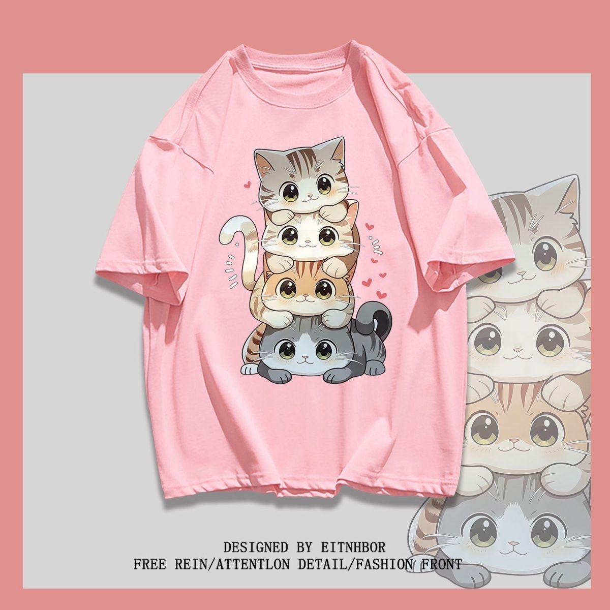 聚群五分袖韩版青少年纯棉上衣