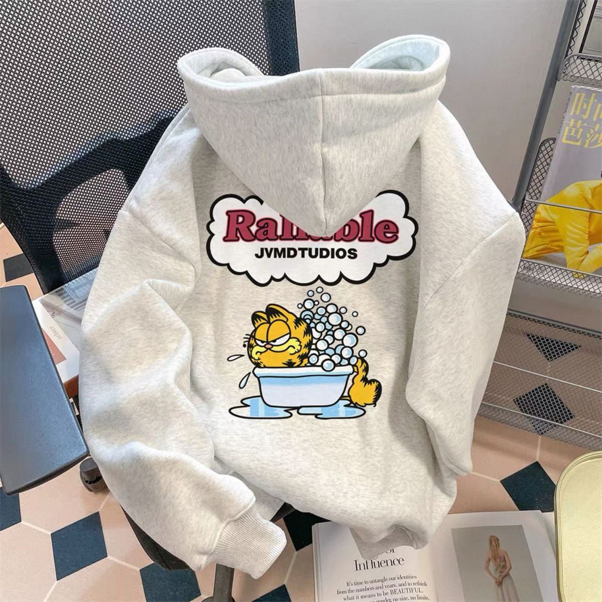 银狐绒聚群韩版宽松连帽卫衣