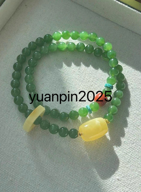 和田玉+18k金蜜蜡+南红+绿松石手串/手链品