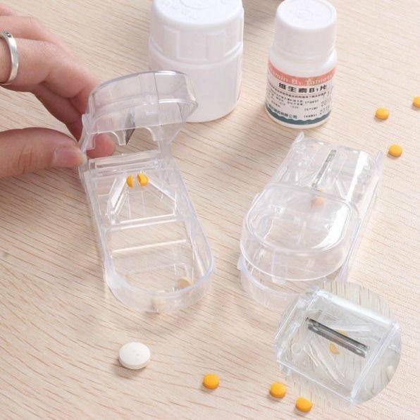多功能切药分药器便携式药物切割器固定药片分药盒家用收纳盒