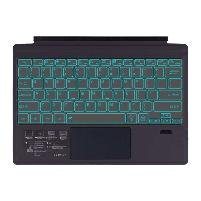 适用微软surface pro34567蓝牙键盘 pro2017七彩发光触摸蓝牙键盘