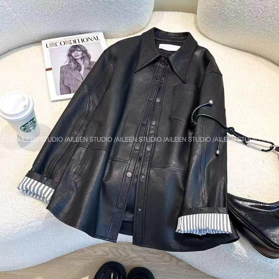 丽西娅娜皮衣外套女2025春装新款新中式国风高级感复古皮夹克西装