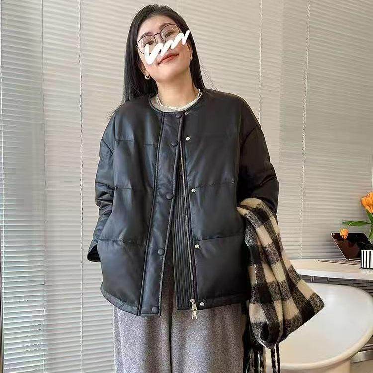 2025冬新款真皮羽绒皮衣女短款