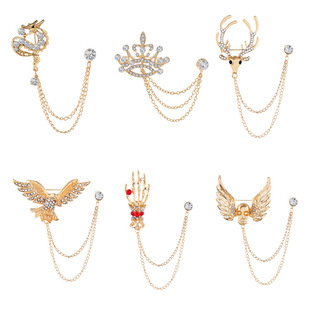 时尚潮流男女多款胸针鹰麋鹿龙皇冠骷髅个性怪异霸气服装饰品礼物