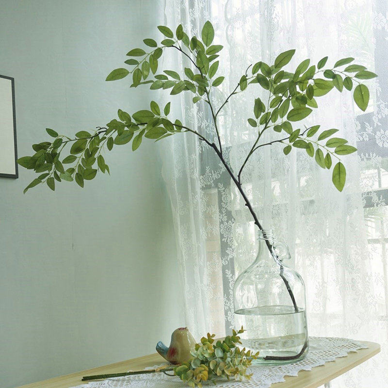 北欧小清新装饰仿真楠天叶落地绿植假花家居绿叶树枝摆件橱窗展柜