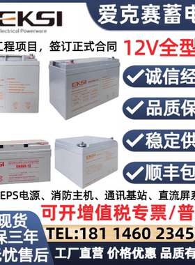 KSI爱克赛蓄电池NP100-12 EK065-12 12V120A100A38A24A17AH直流屏