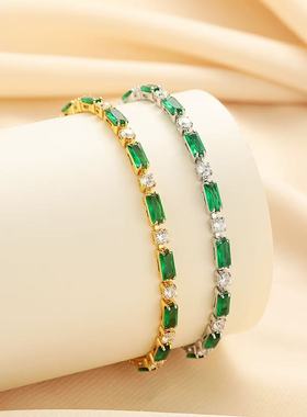 手链女生白水晶手串轻奢高级感绿幽灵情侣琉璃爆款网球手绳手饰