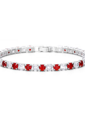 亚马逊跨境热卖4mm嘻哈网球手链间色锆石手链高级感轻奢手链批发