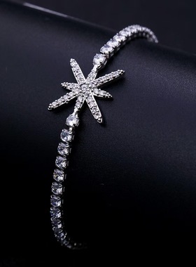 店长推荐跨境热销小红书同款网球手链明星气质铜镶嵌锆石极简风