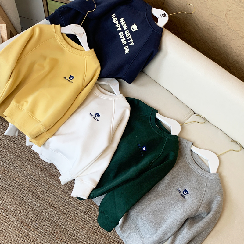 秋冬男女童加绒宽松高皮质卫衣