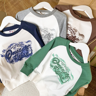 全棉100棉柔软磨毛中大童长袖T恤