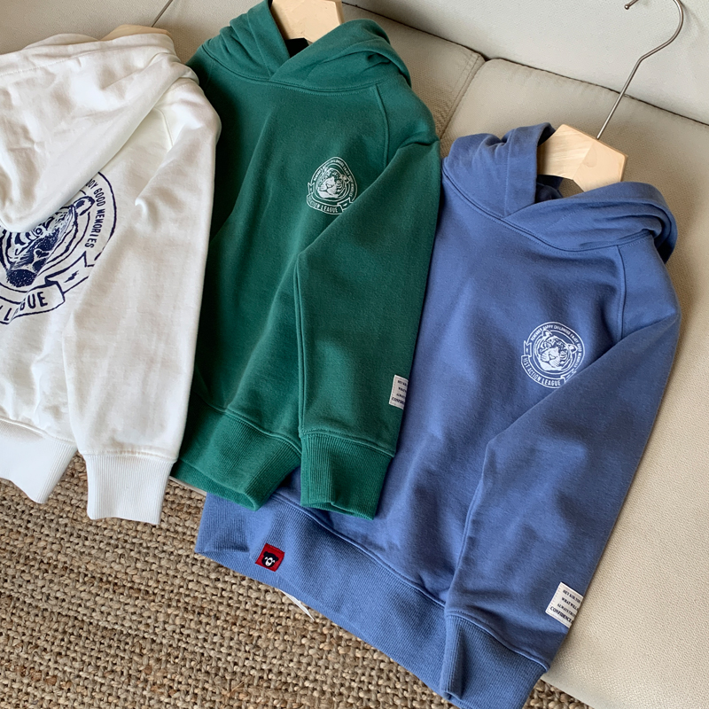 春秋男童全棉插肩袖宽松连帽卫衣