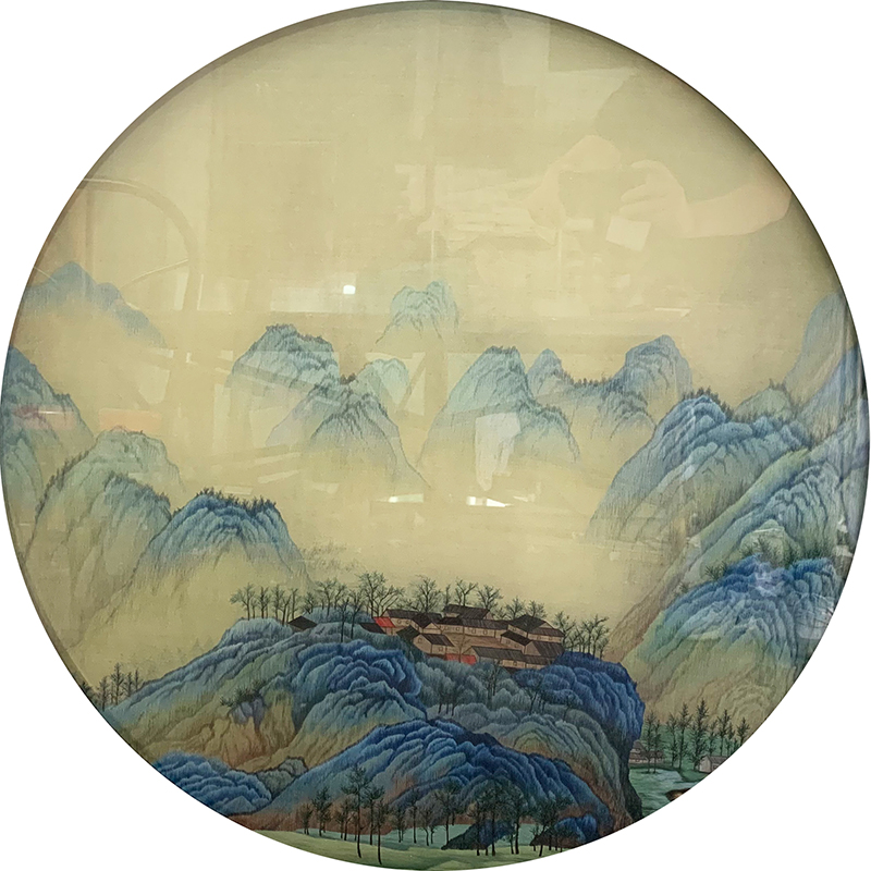 苏绣双面绣屏风山水花鸟圆形家居古典现代装饰画中式隔断手工刺绣图片