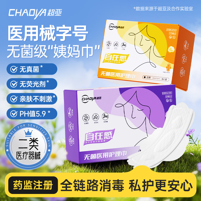 【u先1盒试用】超亚医用卫生巾型护理巾械字号灭菌透气女日夜用