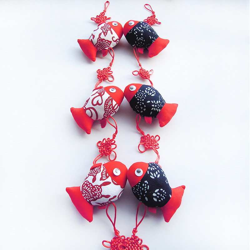中国结鱼挂件开业乔迁庆典送礼招财平安风水家居饰品对鱼挂件布艺