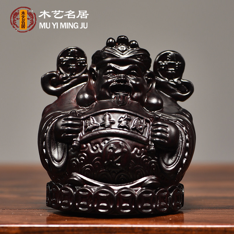 黑檀实木质雕刻财神爷佛像实木摆件家用客厅工艺品店铺开业送礼品