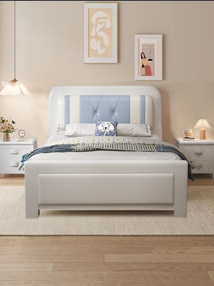 新品1.3米单人床小户型家用代轻奢5可定制全木实床储物1米现2儿童