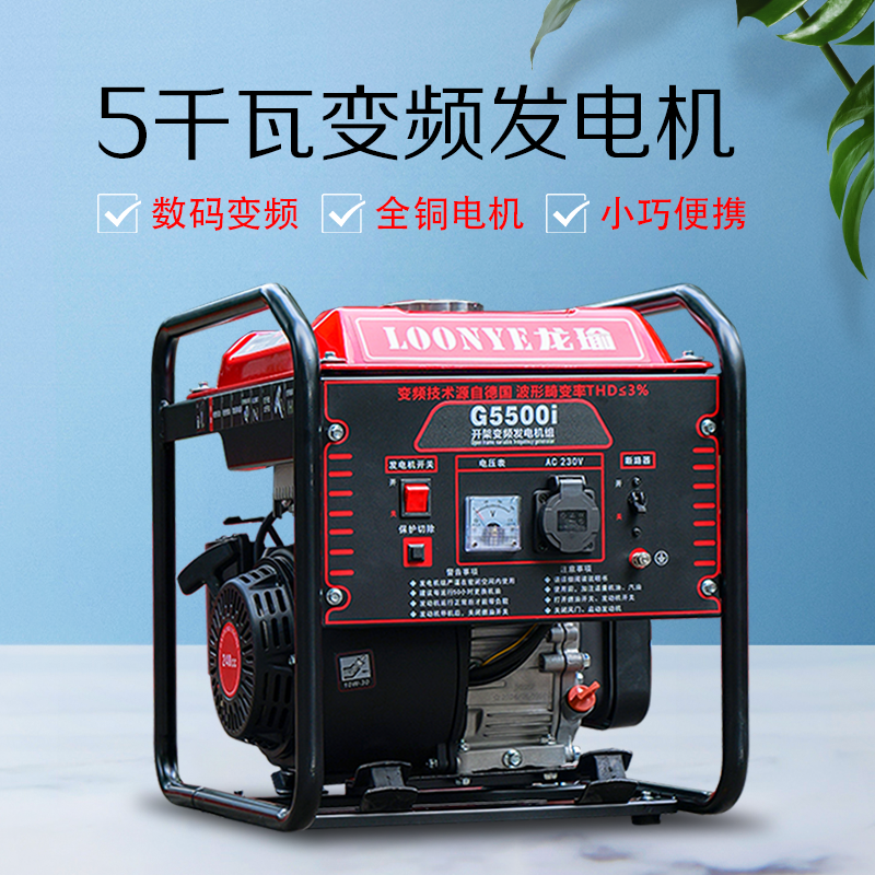 龙瑜牌汽油发电机220V家用小微型单相迷你户外单相全铜数码变频款