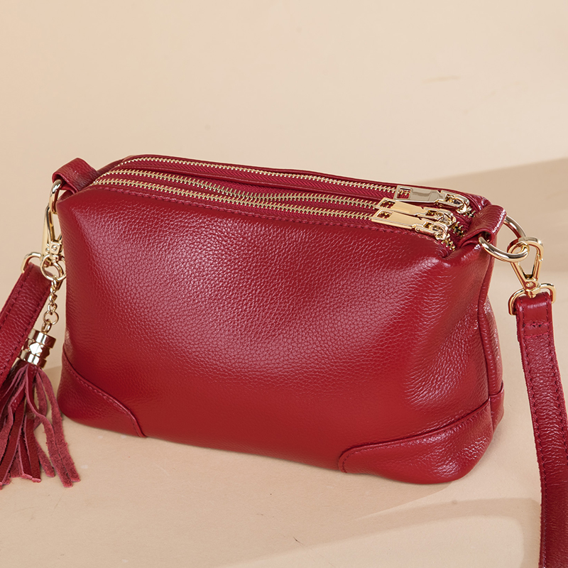 真皮多层包包女潮手提斜挎包