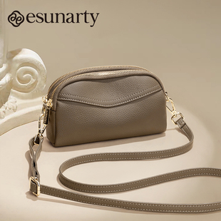 真皮多层手机包女2026新款头层牛皮手拿包妈妈款轻便单肩包斜挎包