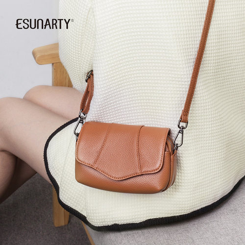 esunarty翻盖真皮单肩斜挎手机包
