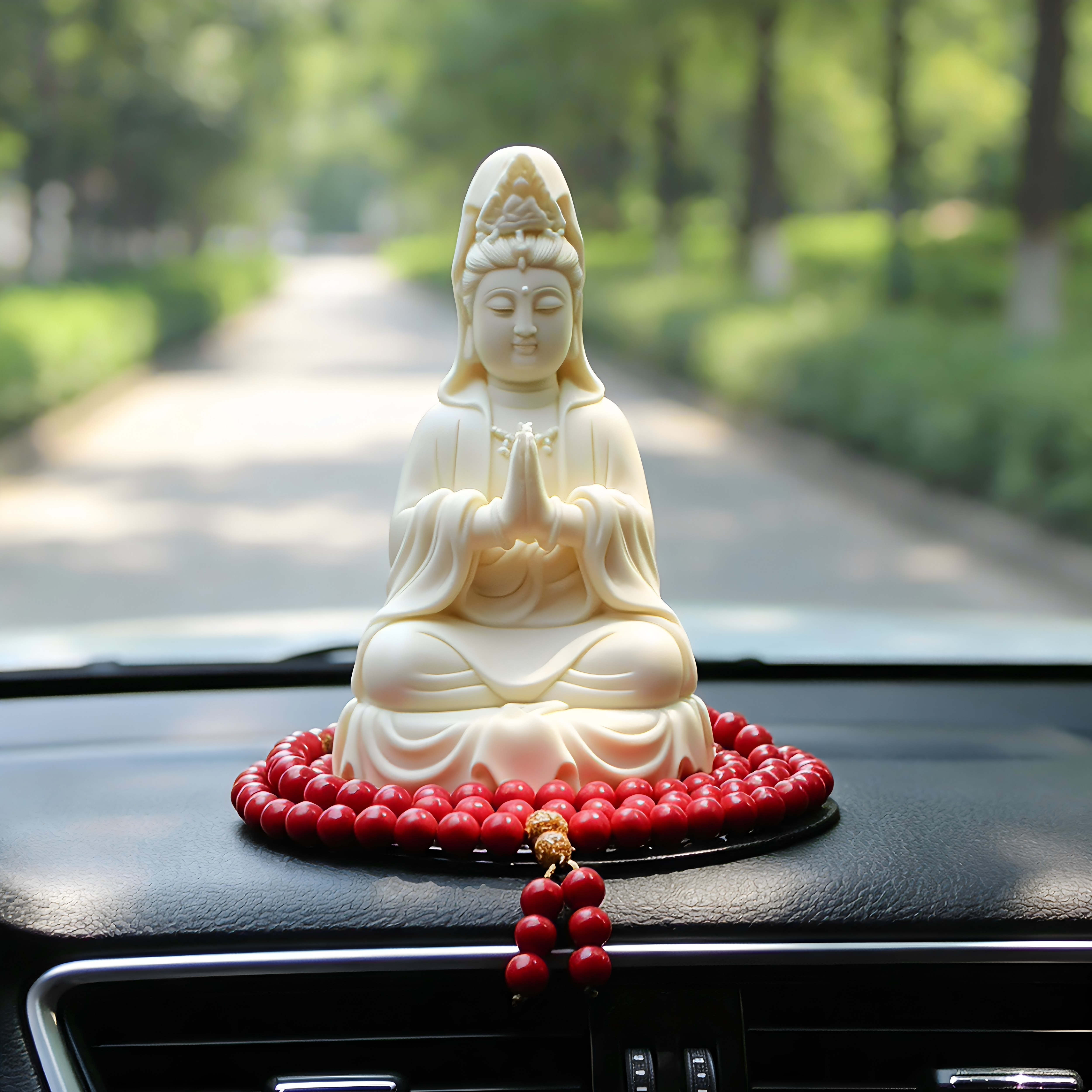 耐高温汽车摆件平安观音佛像车载菩萨高档大气中控台车内装饰用品