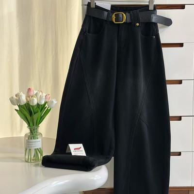 10.23姗姗推荐 冬季新款韩版时尚加绒加厚洋气美式弯刀牛仔裤6990