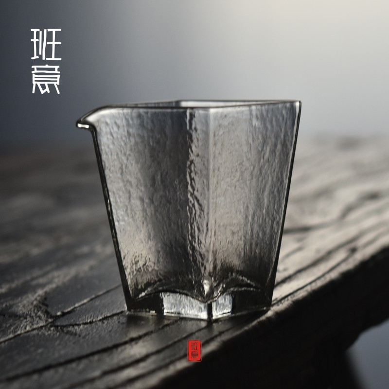 班意日式锤纹玻璃公道杯手工透明