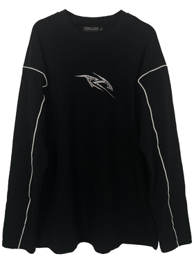 【TZ killer】金属印花线条设计未来感 男女宽松百搭长袖打底T恤