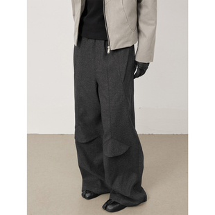 Trousers灰色阔腿百搭西裤 killer leg 宽松通勤长裤 Wide