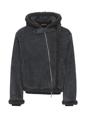 TZ killer Plush Coat 连帽毛绒棉服 肌理面料 斜拉链廓形外套冬