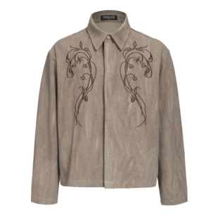 复古短宽翻领长袖 TwigFloral2.0花卉刺绣老钱衬衫 上衣 killer