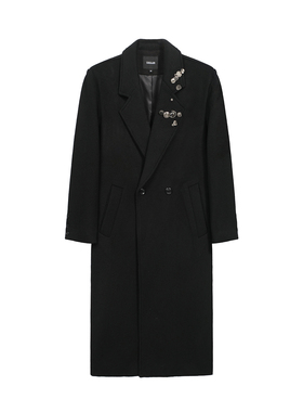 TZ killer 65%羊毛「陨星」金属扣大衣 毛呢长款黑色百搭外套秋冬