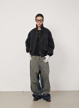 【TZ killer】BOMBER 洗水工装多口袋棉服外套 宽松保暖夹克上衣