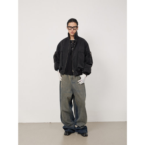 【TZ killer】BOMBER 洗水工装多口袋棉服外套 宽松保暖夹克上衣