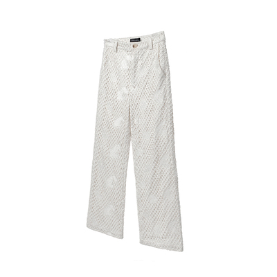 双层面料直筒破洞直筒裤