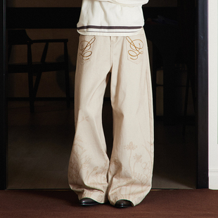 TZ killer Flowers Jeans 花卉印花牛仔裤 口袋刺绣弯刀阔腿长裤