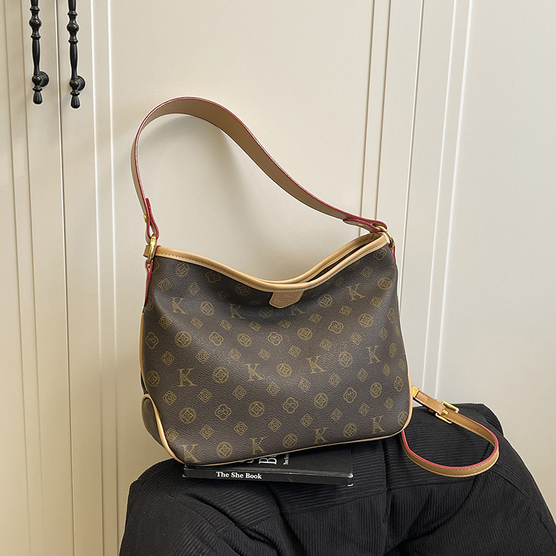 大容量包包女式2025新款老花通勤机场包百搭托特包超火单肩斜挎包