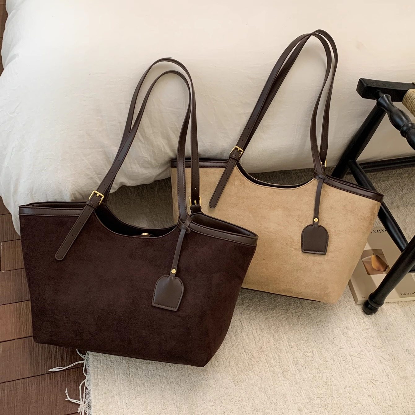 高级感包包女式2025新款超火磨砂麂皮绒通勤托特包休闲百搭单肩包,箱包皮具/热销女包/男包,通用款女包,淘宝优惠券,粉丝福利购,淘宝优惠卷