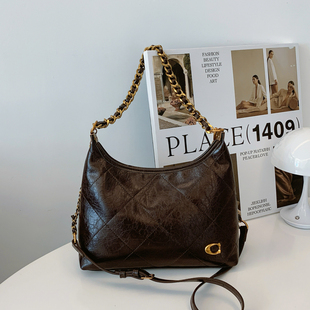 小香风包包女式2026新款超火小众菱格链条托特包高级感单肩斜挎包