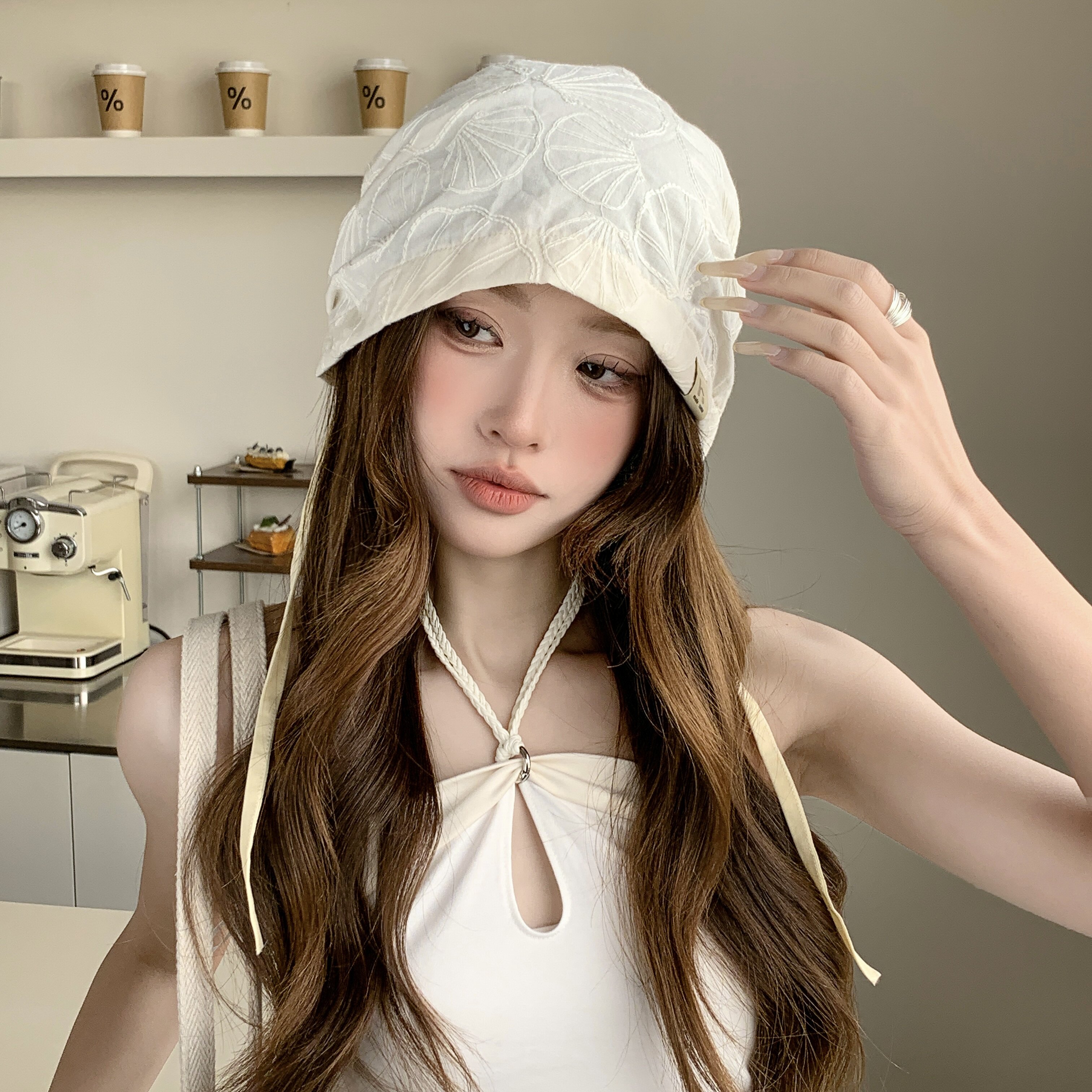 春夏女透气遮白发堆堆帽
